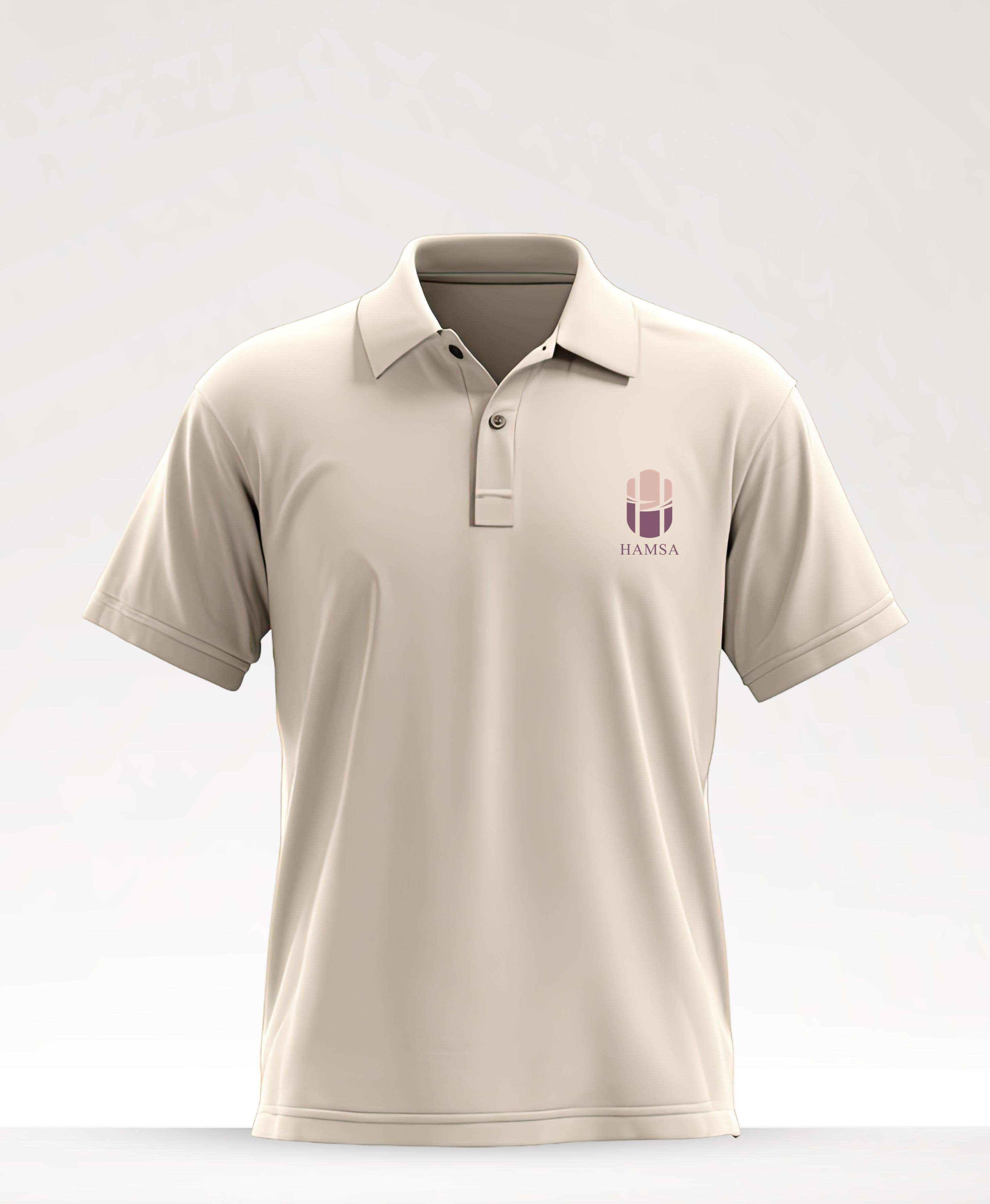 Custom polo with embroidered Hamsa logo on the chest